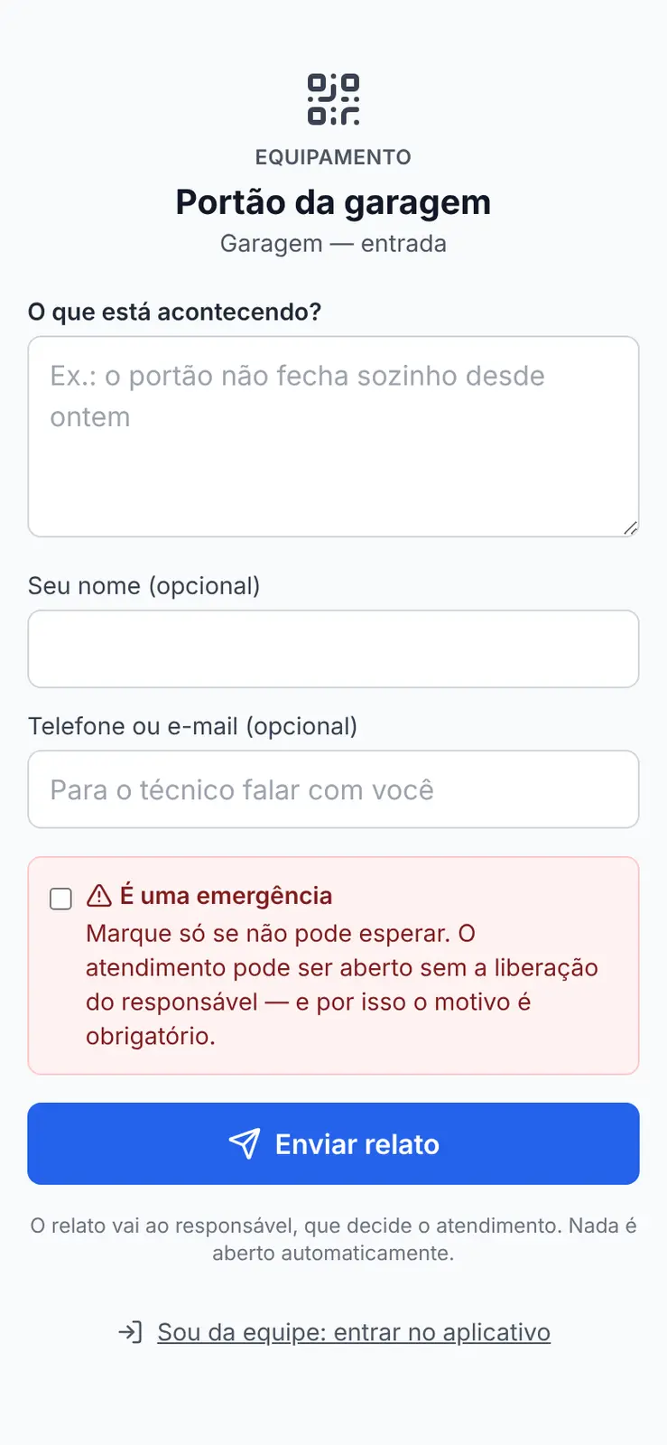 Relato público aberto pela leitura do QR